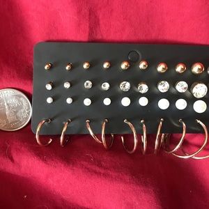 20 pair card of gold toned earrings